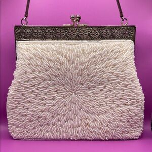 Vintage Beaded Evening Purse Starburst Pattern Glam Statement Piece